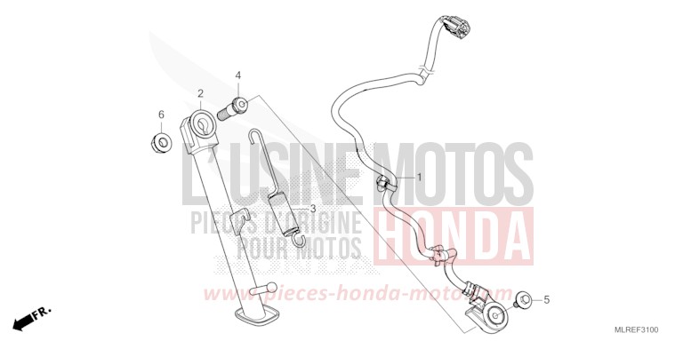 BEQUILLE LATERALE de Hornet 500 MAT GUNPOWDER BLACK METALLIC (NH436) 2024